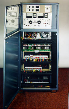 Stator test machine control and instrumentation panel.